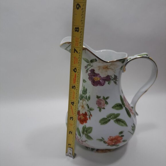 Royal Danube Flower Floral Pitcher Cabbage Roses Gold Trim Porcelain Vintage - Picture 7 of 16